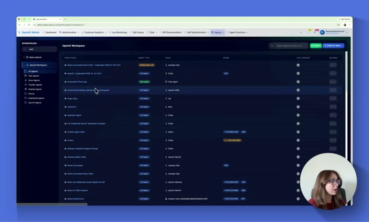 Building an AI agent in the UponAI console